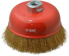 Value Collection - 5" Diam, 5/8-11 Threaded Arbor, Steel Fill Cup Brush - 0.008 Wire Diam, 6,500 Max RPM - Exact Industrial Supply