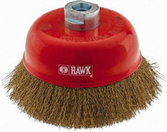 Value Collection - 5" Diam, M16x2.00 Threaded Arbor, Steel Fill Cup Brush - 0.008 Wire Diam, 6,500 Max RPM - Exact Industrial Supply