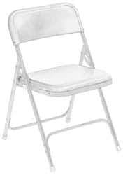 NPS - 18-3/4" Wide x 16-1/4" Deep x 29-3/4" High, Steel Folding Chair with Plastic Seat & Back - White with White Frame - Exact Industrial Supply