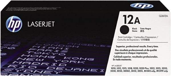 Hewlett-Packard - Black Toner Cartridge - Use with HP LaserJet 1012, 1018, 1020, 1022, 3015, 3020, 3030, 3050, 3052, 3055, M1319f MFP - Exact Industrial Supply