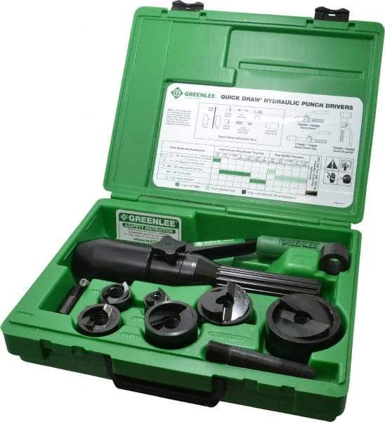 Greenlee - 11 Piece, 61.5mm Punch Hole Diam, Hydraulic Punch Driver Kit - Round Punch, 10 Gage Mild Steel - Exact Industrial Supply