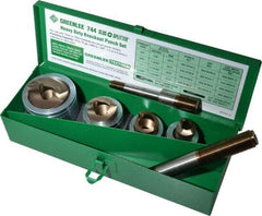 Greenlee - 7 Piece, 22.5 to 43.2mm Punch Hole Diam, Hydraulic Knockout Set - Round Punch, 10 Gage Mild Steel - Exact Industrial Supply