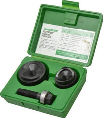 Greenlee - 6 Piece, 1-1/2 to 2" Punch Hole Diam, Manual Knockout Set - Round Punch, 10 Gage Mild Steel - Exact Industrial Supply