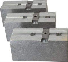 Abbott Workholding Products - 15 to 18" Chuck Capacity, Tongue & Groove Attachment, Square Soft Lathe Chuck Jaw - 3 Jaws, Aluminum, 3" Btw Mount Hole Ctrs, 6-1/2" Long x 2-1/2" Wide x 3" High, 1/2" Groove, 5/8" Fastener - Exact Industrial Supply