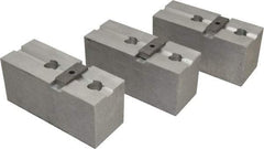 Abbott Workholding Products - 15 to 18" Chuck Capacity, Tongue & Groove Attachment, Square Soft Lathe Chuck Jaw - 3 Jaws, Aluminum, 3" Btw Mount Hole Ctrs, 6-1/2" Long x 2-1/2" Wide x 3" High, 1/2" Groove, 3/4" Fastener - Exact Industrial Supply