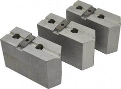 Abbott Workholding Products - 15 to 18" Chuck Capacity, Tongue & Groove Attachment, Square Soft Lathe Chuck Jaw - 3 Jaws, Aluminum, 3" Btw Mount Hole Ctrs, 6-1/2" Long x 2-1/2" Wide x 4" High, 1/2" Groove, 3/4" Fastener - Exact Industrial Supply