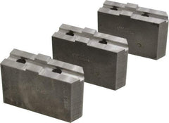 Abbott Workholding Products - 10" & Up Chuck Capacity, Tongue & Groove Attachment, Square Soft Lathe Chuck Jaw - 3 Jaws, Steel, 2-1/8" Btw Mount Hole Ctrs, 4-1/2" Long x 1-1/2" Wide x 3" High, 1/2" Groove, 1/2" Fastener - Exact Industrial Supply
