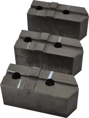 Abbott Workholding Products - 15 to 18" Chuck Capacity, Tongue & Groove Attachment, Square Soft Lathe Chuck Jaw - 3 Jaws, Steel, 3" Btw Mount Hole Ctrs, 6-1/2" Long x 2-1/2" Wide x 3" High, 1/2" Groove, 3/4" Fastener - Exact Industrial Supply