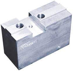 Abbott Workholding Products - 15 to 24" Chuck Capacity, Tongue & Groove Attachment, Square Soft Lathe Chuck Jaw - 3 Jaws, Aluminum, 3" Btw Mount Hole Ctrs, 8-1/4" Long x 3" Wide x 4" High, 7/8" & 7/8" Fastener - Exact Industrial Supply