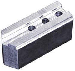 Abbott Workholding Products - 15" & Up Chuck Capacity, 1/16" x 90 Serrated Attachment, Square Soft Lathe Chuck Jaw - 3 Jaws, Steel, 1-9/16" Btw Mount Hole Ctrs, 6-1/2" Long x 2-1/2" Wide x 5" High, 0.827" Groove, 5/8" Fastener - Exact Industrial Supply