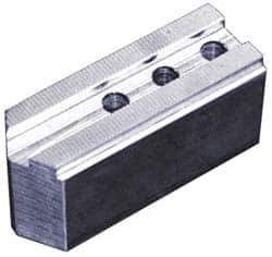 Abbott Workholding Products - 10" & Up Chuck Capacity, 1/16" x 90 Serrated Attachment, Square Soft Lathe Chuck Jaw - 3 Jaws, Aluminum, 7/8" Btw Mount Hole Ctrs, 4-1/2" Long x 1-1/2" Wide x 2" High, 0.551" Groove, 3/8" Fastener - Exact Industrial Supply