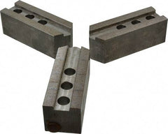 Abbott Workholding Products - 12" & Up Chuck Capacity, 1/16" x 90 Serrated Attachment, Square Soft Lathe Chuck Jaw - 3 Jaws, Steel, 1.181" Btw Mount Hole Ctrs, 5-1/2" Long x 2" Wide x 2" High, 0.827" Groove, 0.6299" & 16mm Fastener - Exact Industrial Supply