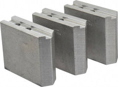 Abbott Workholding Products - 10" & Up Chuck Capacity, 1.5mm x 60° Serrated Attachment, Square Soft Lathe Chuck Jaw - 3 Jaws, Aluminum, 1.1811" Btw Mount Hole Ctrs, 4-1/2" Long x 1-1/2" Wide x 4" High, 0.6299" Groove, 0.4724" & 12mm Fastener - Exact Industrial Supply