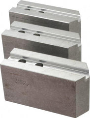 Abbott Workholding Products - 10" & Up Chuck Capacity, 1.5mm x 60° Serrated Attachment, Square Soft Lathe Chuck Jaw - 3 Jaws, Aluminum, 1.1811" Btw Mount Hole Ctrs, 5-1/2" Long x 2" Wide x 3" High, 0.6299" Groove, 0.4724" & 12mm Fastener - Exact Industrial Supply