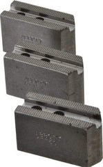 Abbott Workholding Products - 5" & Up Chuck Capacity, 1.5mm x 60° Serrated Attachment, Square Soft Lathe Chuck Jaw - 3 Jaws, Steel, 0.7087" Btw Mount Hole Ctrs, 2-1/2" Long x 1" Wide x 1-1/2" High, 0.3937" Groove, 0.315" & 8mm Fastener - Exact Industrial Supply