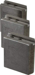 Abbott Workholding Products - 5" & Up Chuck Capacity, 1.5mm x 60° Serrated Attachment, Square Soft Lathe Chuck Jaw - 3 Jaws, Steel, 0.7087" Btw Mount Hole Ctrs, 2-1/2" Long x 1" Wide x 3" High, 0.3937" Groove, 0.315" & 8mm Fastener - Exact Industrial Supply