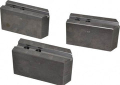 Abbott Workholding Products - 10" & Up Chuck Capacity, 1.5mm x 60° Serrated Attachment, Square Soft Lathe Chuck Jaw - 3 Jaws, Steel, 1.1811" Btw Mount Hole Ctrs, 5-1/2" Long x 2" Wide x 3" High, 0.6299" Groove, 0.4724" & 12mm Fastener - Exact Industrial Supply