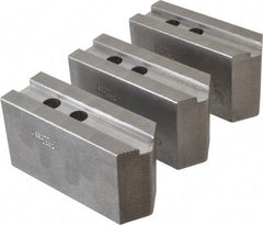 Abbott Workholding Products - 12" & Up Chuck Capacity, 1.5mm x 60° Serrated Attachment, Square Soft Lathe Chuck Jaw - 3 Jaws, Steel, 1.1811" Btw Mount Hole Ctrs, 5-1/2" Long x 2" Wide x 3" High, 0.7087" Groove, 0.5512" & 14mm Fastener - Exact Industrial Supply