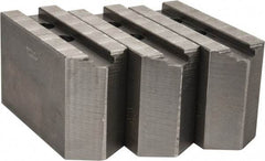 Abbott Workholding Products - 15 to 18" Chuck Capacity, 1.5mm x 60° Serrated Attachment, Square Soft Lathe Chuck Jaw - 3 Jaws, Steel, 1.6929" Btw Mount Hole Ctrs, 6-1/2" Long x 2-1/2" Wide x 4" High, 0.8661" Groove, 0.7874" & 20mm Fastener - Exact Industrial Supply