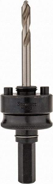 Starrett - 1-1/4 to 8-9/32" Tool Diam Compatibility, Straight Shank, Stainless Steel Integral Pilot Drill, Hole Cutting Tool Arbor - 1/2" Min Chuck, Hex Shank Cross Section, Threaded Shank Attachment, For SH, DH, CT & D Hole Saws - Exact Industrial Supply