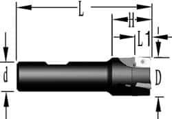 Cutting Tool Technologies - 1-1/4" Cut Diam, 0.38" Max Depth of Cut, 1" Shank Diam, 3.93" OAL, Indexable Square Shoulder End Mill - APKT 1003... Inserts, Weldon Shank, 90° Lead Angle, Through Coolant - Exact Industrial Supply