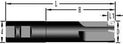 Cutting Tool Technologies - 1-1/4" Cut Diam, 0.38" Max Depth of Cut, 1-1/4" Shank Diam, 6-1/4" OAL, Indexable Square Shoulder End Mill - APKT 1003... Inserts, Weldon Shank, 90° Lead Angle - Exact Industrial Supply