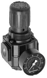 Norgren - 1/2 NPT, 300 Max Supply Pressure, Zinc Intermediate Regulator, Pressure Gauge Included - Exact Industrial Supply