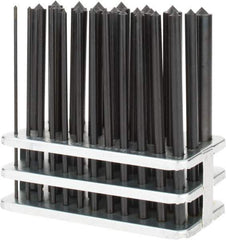 Value Collection - 28 Piece, 3/32 to 17/32", Transfer Punch Set - Round Shank, Comes in Stand - Exact Industrial Supply