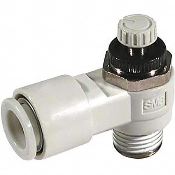 SMC PNEUMATICS - Speed & Flow Control Valves Valve Type: Flow Control Elbow Male Thread Size: R(PT) 1/8 - Exact Industrial Supply