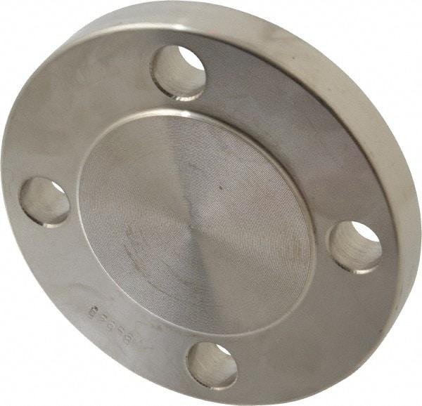 Merit Brass - 1-1/2" Pipe, 5" OD, Stainless Steel, Blind Pipe Flange - 3-7/8" Across Bolt Hole Centers, 5/8" Bolt Hole, 150 psi, Grades 304 & 304L - Exact Industrial Supply