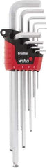 Wiha - 9 Piece L-Key Ball End Hex Key Set - Hex Range 1.5 to 10mm - Exact Industrial Supply