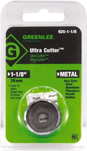 Greenlee - 1-1/8" Diam, 0.53" Cutting Depth, Hole Saw - High Speed Steel Saw, Toothed Edge - Exact Industrial Supply