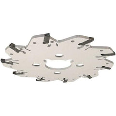 Iscar - Arbor Hole Connection, 0.132" Cutting Width, 1.53" Depth of Cut, 6.3" Cutter Diam, 1-1/2" Hole Diam, 10 Tooth Indexable Slotting Cutter - GM Toolholder, GIM, GIMY, GIP Insert, Right Hand Cutting Direction - Exact Industrial Supply