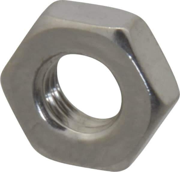 Value Collection - 1/4-28 UNF Stainless Steel Right Hand Hex Jam Nut - 7/16" Across Flats, 5/32" High, Uncoated - Exact Industrial Supply