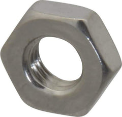 Value Collection - 1/4-28 UNF Stainless Steel Right Hand Hex Jam Nut - 7/16" Across Flats, 5/32" High, Uncoated - Exact Industrial Supply