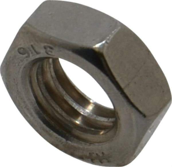 Value Collection - 3/8-16 UNC Stainless Steel Right Hand Hex Jam Nut - 9/16" Across Flats, 7/32" High, Uncoated - Exact Industrial Supply
