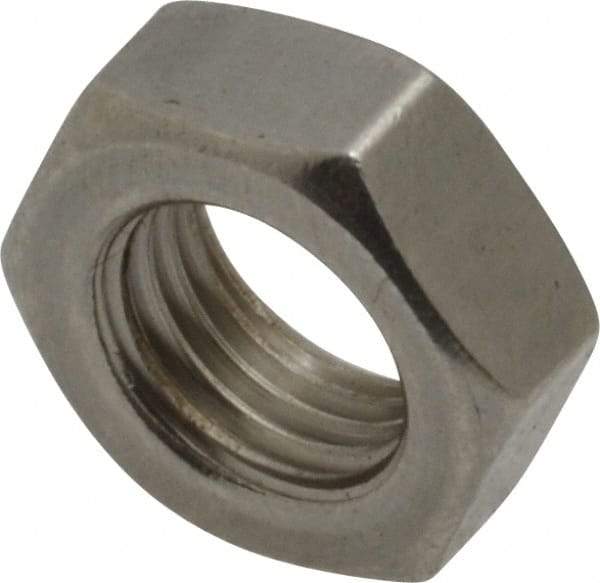 Value Collection - 3/8-24 UNF Stainless Steel Right Hand Hex Jam Nut - 9/16" Across Flats, 7/32" High, Uncoated - Exact Industrial Supply