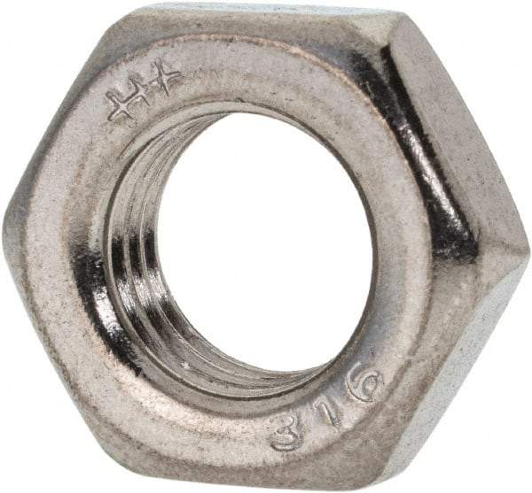 Value Collection - 7/16-20 UNF Stainless Steel Right Hand Hex Jam Nut - 11/16" Across Flats, 1/4" High, Uncoated - Exact Industrial Supply