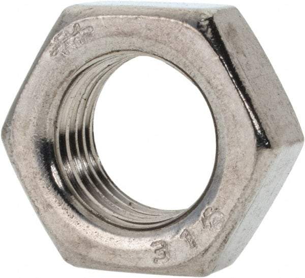 Value Collection - 1/2-20 UNF Stainless Steel Right Hand Hex Jam Nut - 3/4" Across Flats, 5/16" High, Uncoated - Exact Industrial Supply