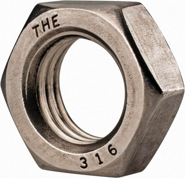 Value Collection - 7/8-9 UNC Stainless Steel Right Hand Hex Jam Nut - 1-5/16" Across Flats, 31/64" High, Uncoated - Exact Industrial Supply