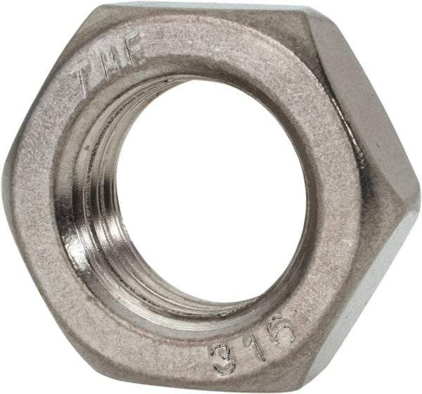 Value Collection - 1-8 UNC Stainless Steel Right Hand Hex Jam Nut - 1-1/2" Across Flats, 35/64" High, Uncoated - Exact Industrial Supply