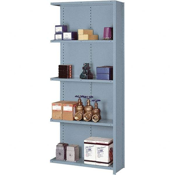 Lyon - 5 Shelf, 600 Lb. Capacity, Closed Shelving Add-On Unit - 36 Inch Wide x 12 Inch Deep x 84 Inch High, Gray - Exact Industrial Supply