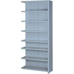 Lyon - 8 Shelf, 1,300 Lb. Capacity, Closed Shelving Add-On Unit - 36 Inch Wide x 18 Inch Deep x 84 Inch High, Gray - Exact Industrial Supply