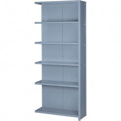 Lyon - 6 Shelf, 600 Lb. Capacity, Closed Shelving Add-On Unit - 36 Inch Wide x 18 Inch Deep x 84 Inch High, Gray - Exact Industrial Supply