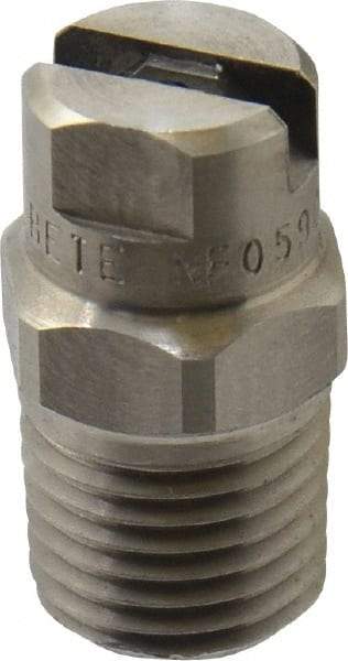 Bete Fog Nozzle - 1/4" Pipe, 90° Spray Angle, Grade 303 Stainless Steel, Standard Fan Nozzle - Male Connection, 0.79 Gal per min at 100 psi, 0.057" Orifice Diam - Exact Industrial Supply