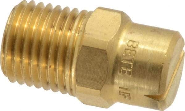 Bete Fog Nozzle - 1/4" Pipe, 120° Spray Angle, Brass, Standard Fan Nozzle - Male Connection, 2.37 Gal per min at 100 psi, 3/32" Orifice Diam - Exact Industrial Supply