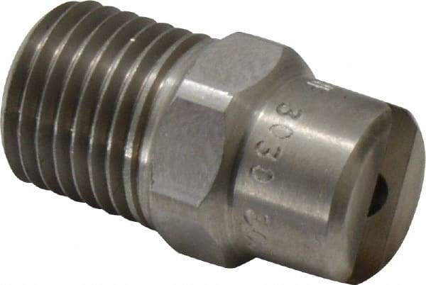 Bete Fog Nozzle - 1/4" Pipe, 30° Spray Angle, Grade 303 Stainless Steel, Standard Fan Nozzle - Male Connection, 4.74 Gal per min at 100 psi, 0.141" Orifice Diam - Exact Industrial Supply