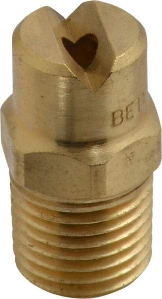 Bete Fog Nozzle - 1/4" Pipe, 65° Spray Angle, Brass, Standard Fan Nozzle - Male Connection, 6.32 Gal per min at 100 psi, 5/32" Orifice Diam - Exact Industrial Supply