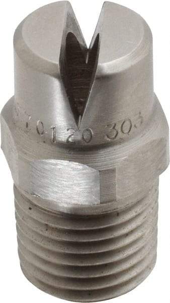 Bete Fog Nozzle - 1/4" Pipe, 120° Spray Angle, Grade 303 Stainless Steel, Standard Fan Nozzle - Male Connection, 11.1 Gal per min at 100 psi, 0.203" Orifice Diam - Exact Industrial Supply
