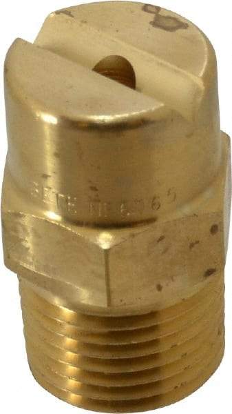 Bete Fog Nozzle - 1/2" Pipe, 65° Spray Angle, Brass, Standard Fan Nozzle - Male Connection, 9.49 Gal per min at 100 psi, 0.186" Orifice Diam - Exact Industrial Supply
